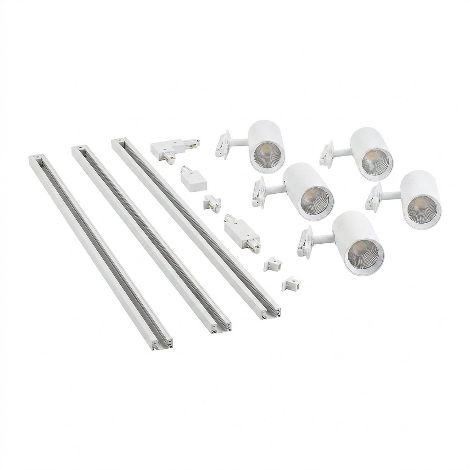 Σύστημα ράγας Lindby Linaro, Ø 7 cm, 5 φτερά, LED, λευκό, CCT
