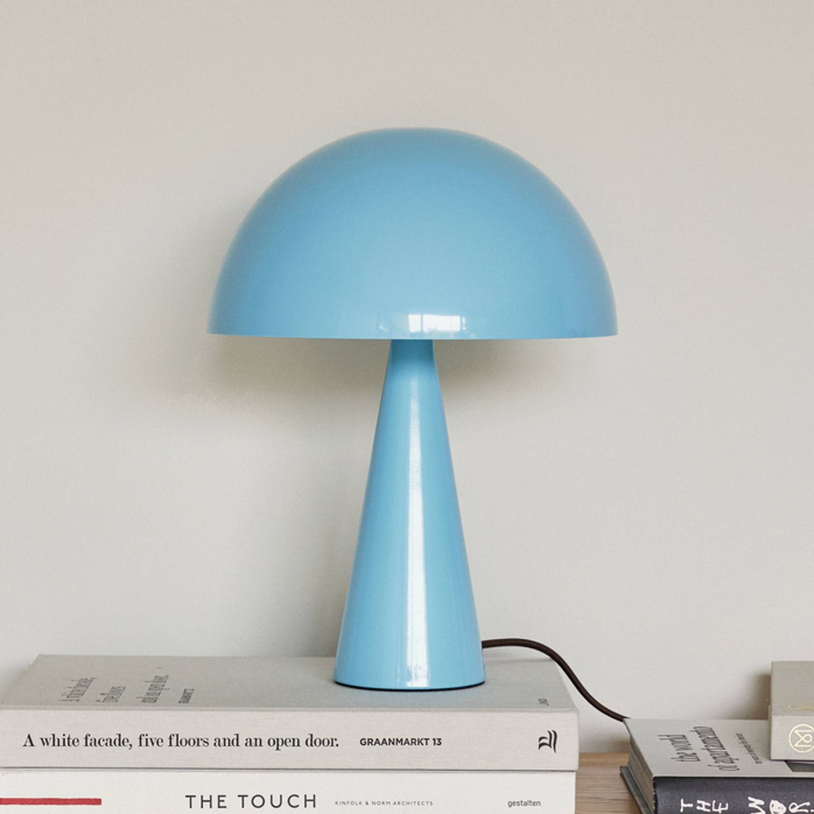 HÜBSCH lampe à poser Mush Mini, bleu clair, fer, E14