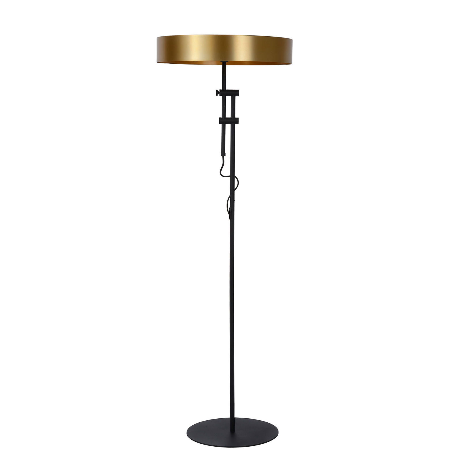 Giada floor lamp with a flat lampshade in gold