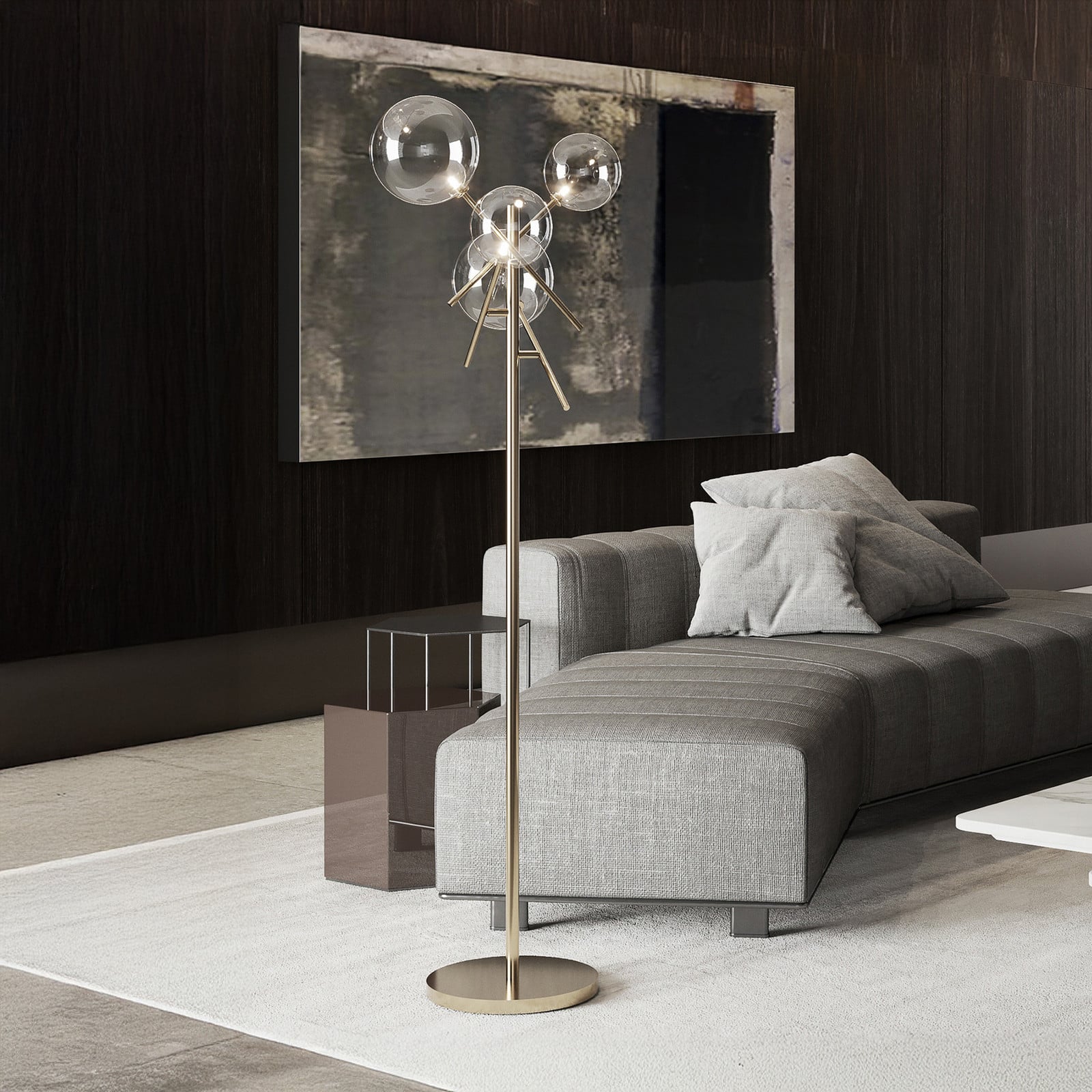 Lampadar IDEAL LUX Equinoxe crom/gri fumuriu înălțime 166 cm - Camera de zi / sufragerie - crom gri fumuriu - Metal
