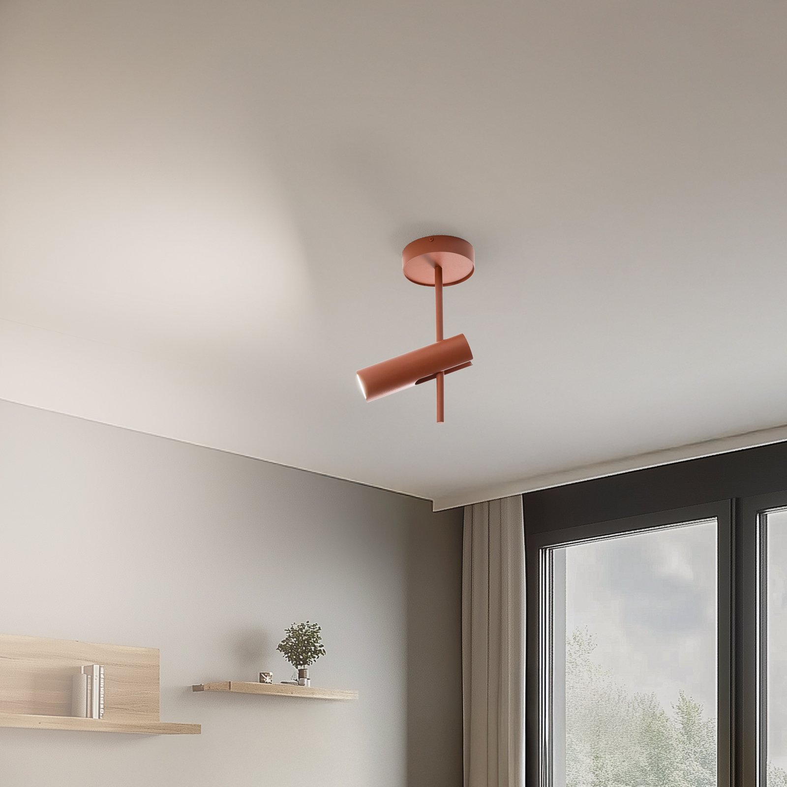 Deckenspot Leda 1, ziegelrot, 1-flammig, Höhe 34 cm