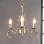 Lindby Marnia chandelier, 3-bulb, Ø 40 cm, antique brass, E14