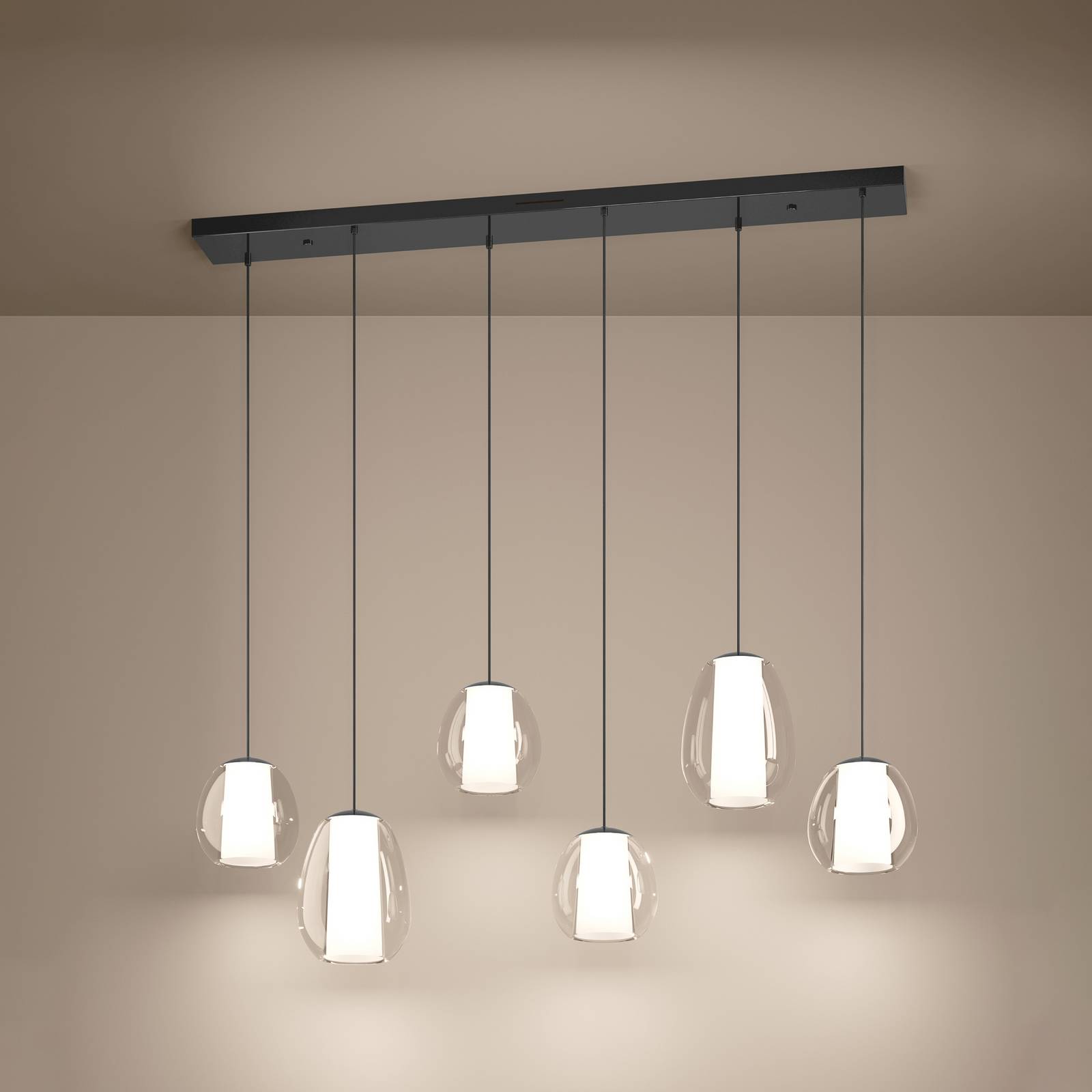 Stars of Light LED-hänglampa Menorca nickel 143 cm 6 lampor CCT