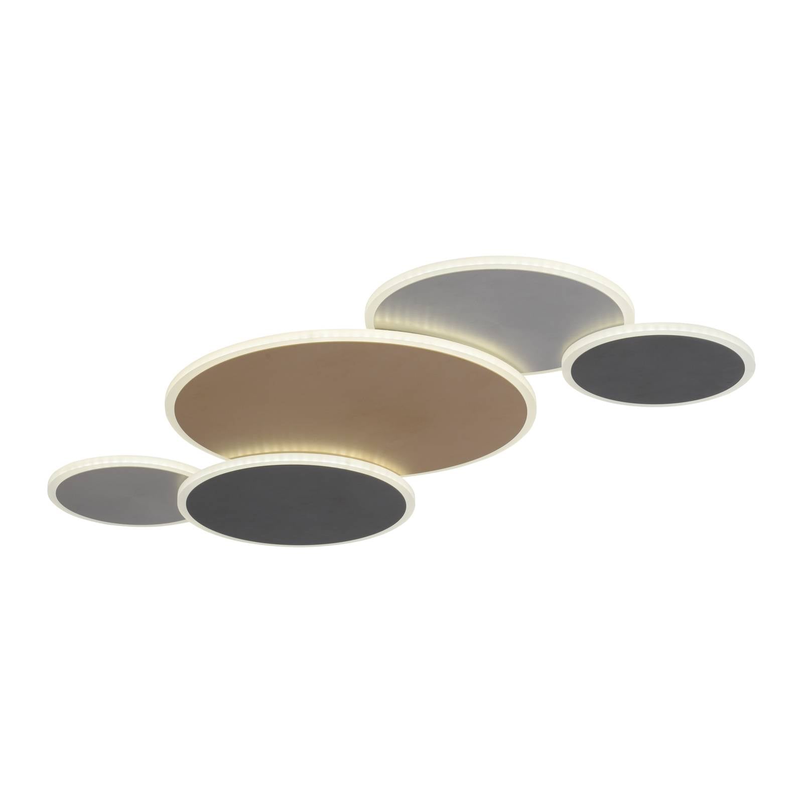 Q-smart - led Wand- und Deckenleuchte Q-Piato in Messing-matt und Anthrazit 5x 98W 7100lm - Messing-matt
