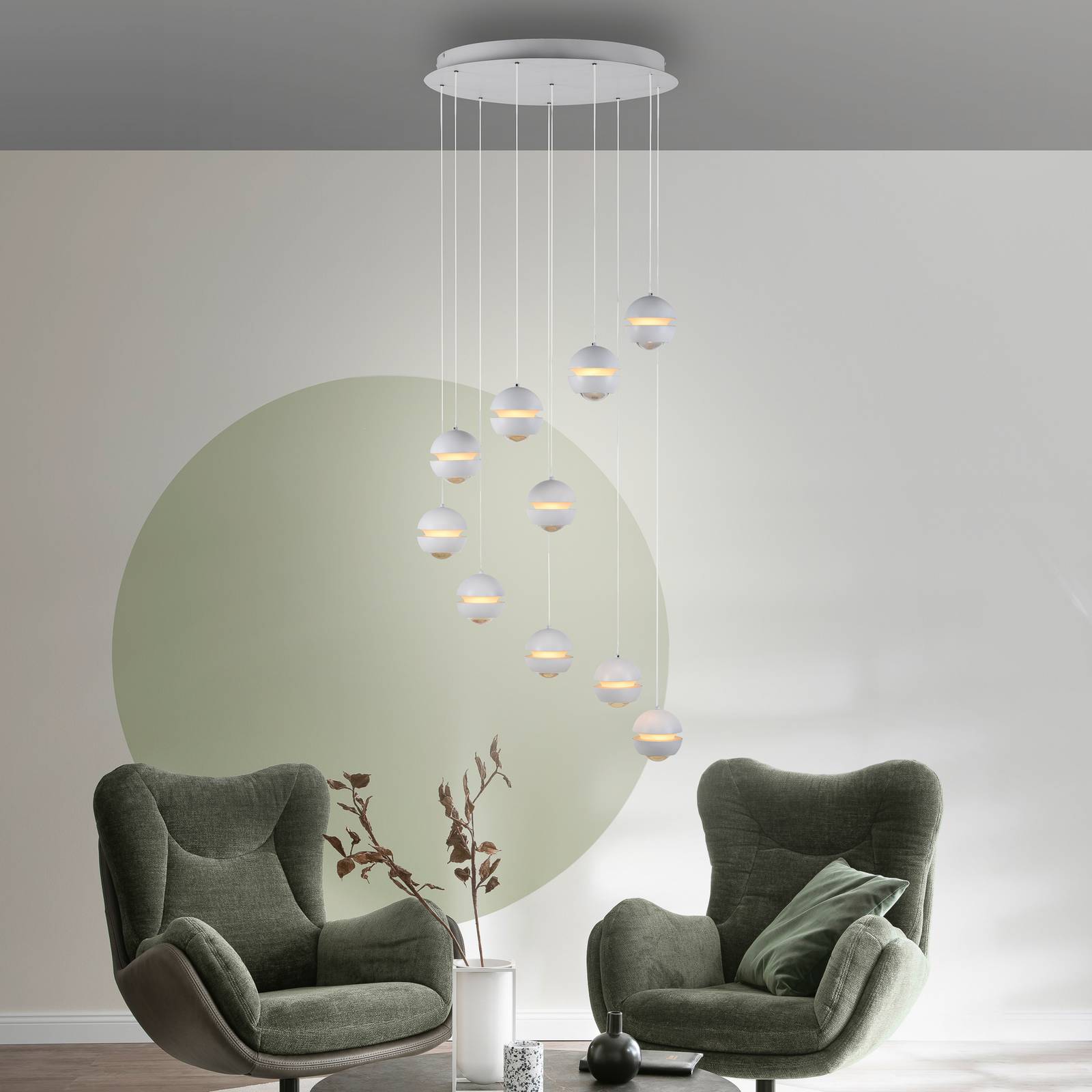 SCHÖNER WOHNEN żyrandol LED Lini biała 10-punktowa okrągła, 3000 K