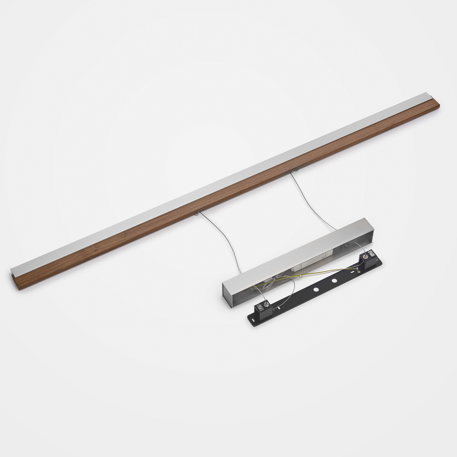 Quitani Suspension LED Keijo, nickel/noyer, 143 cm