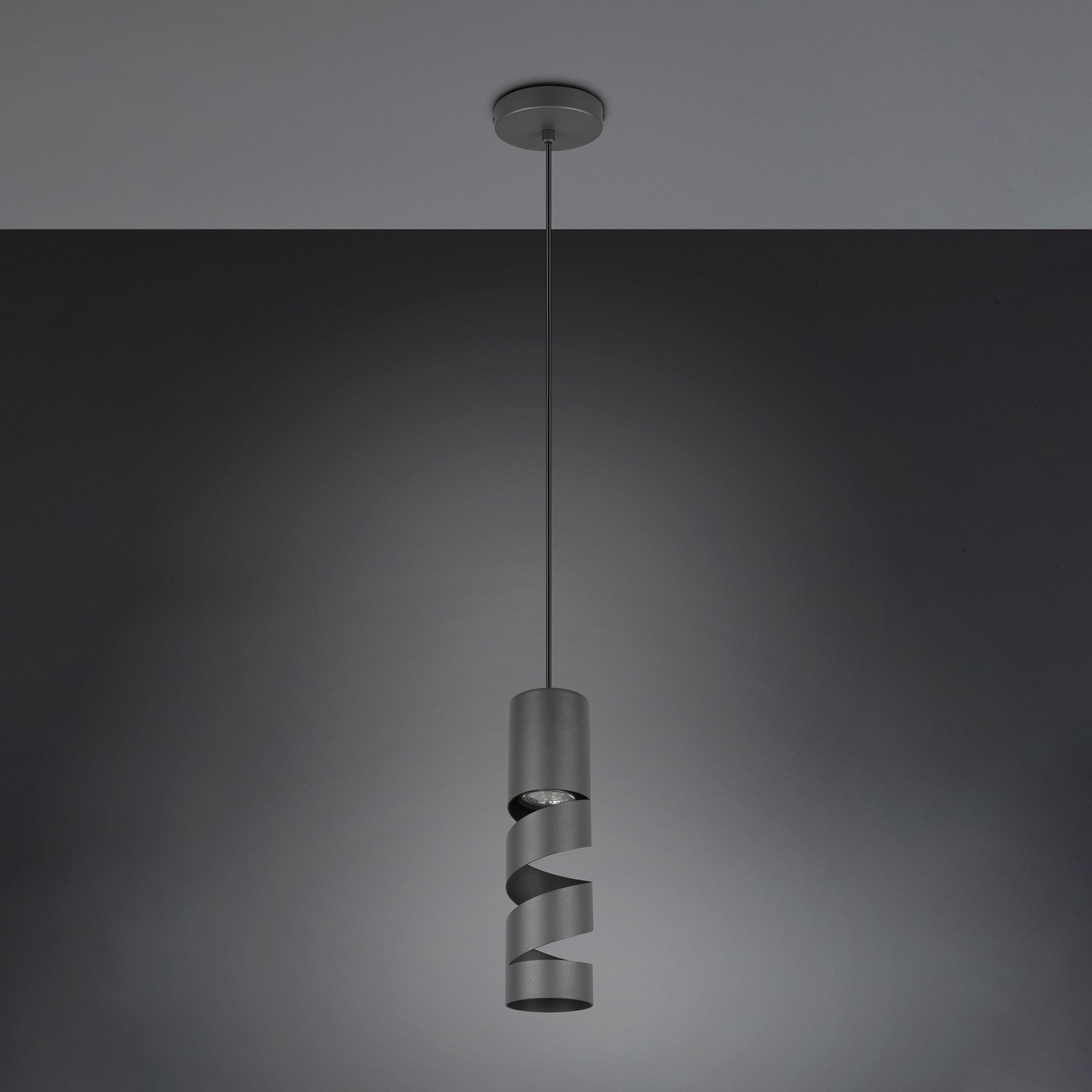 Stream pendant light, black, Ø 8 cm, metal, GU10