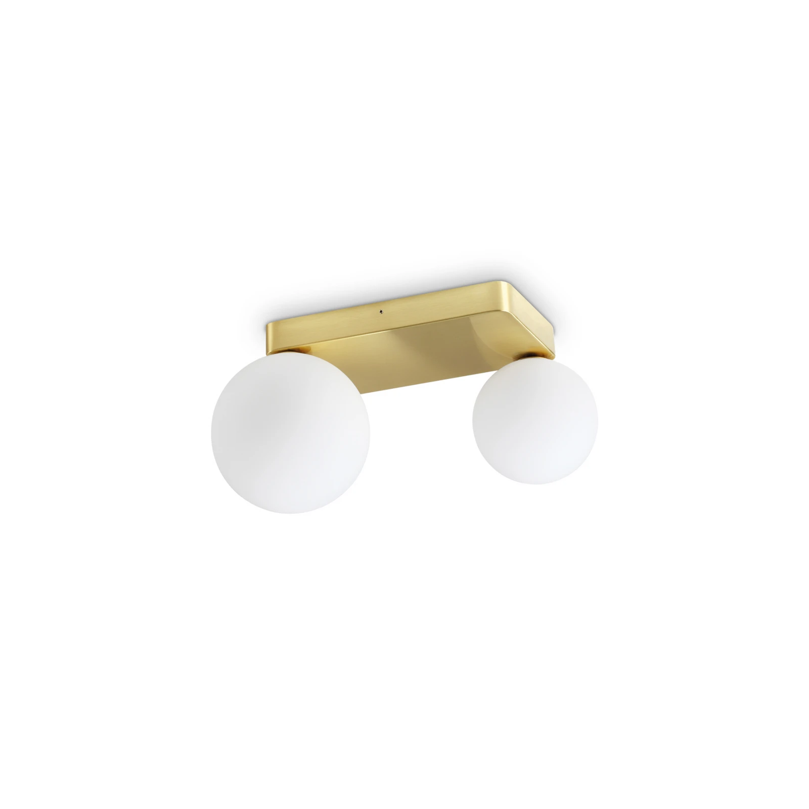 Ideal Lux Penta plafondlamp, 2-lamps, goudkleurig, opaalglas