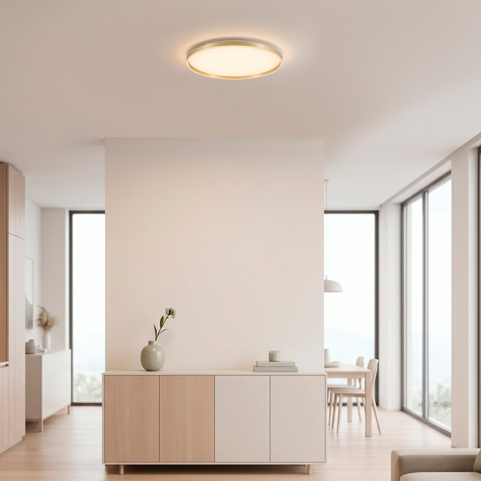 JUST LIGHT. GmbH LED таванна лампа „Madlen“, златист цвят, Ø 60 см, алуминий, 3000K