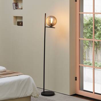 Lindby Denva rookglas-vloerlamp, bol grijs