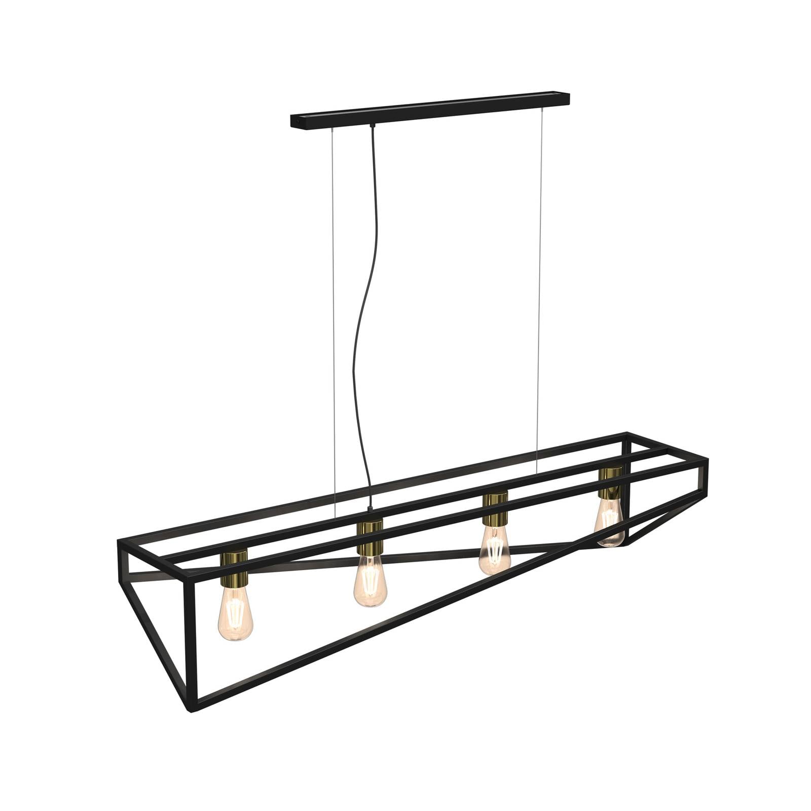 Hänglampa Scarlett, 4 lampor, svart/mässing