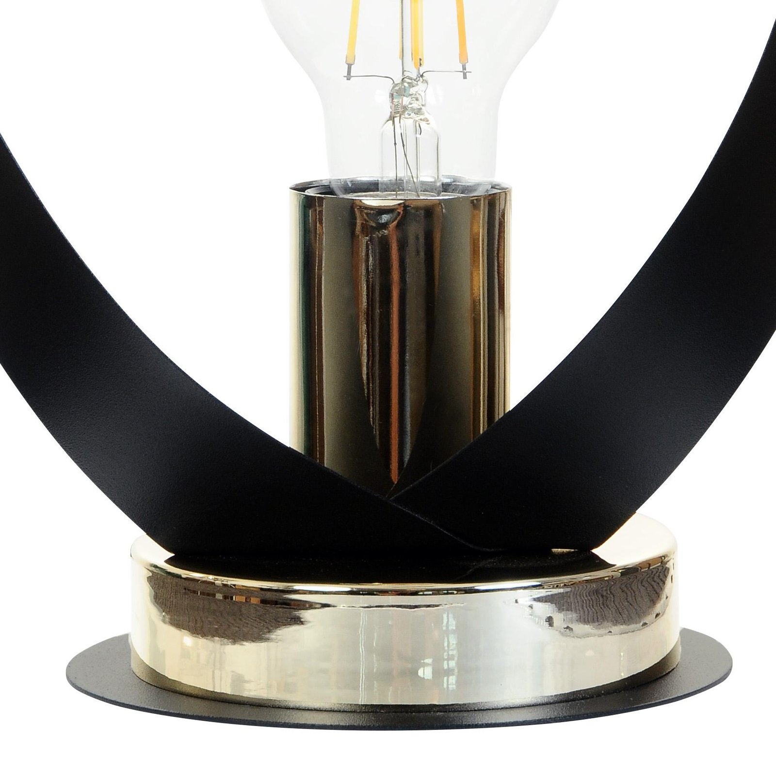 Euluna Petla lámpara de mesa, negro/oro, metal, Ø 19 cm