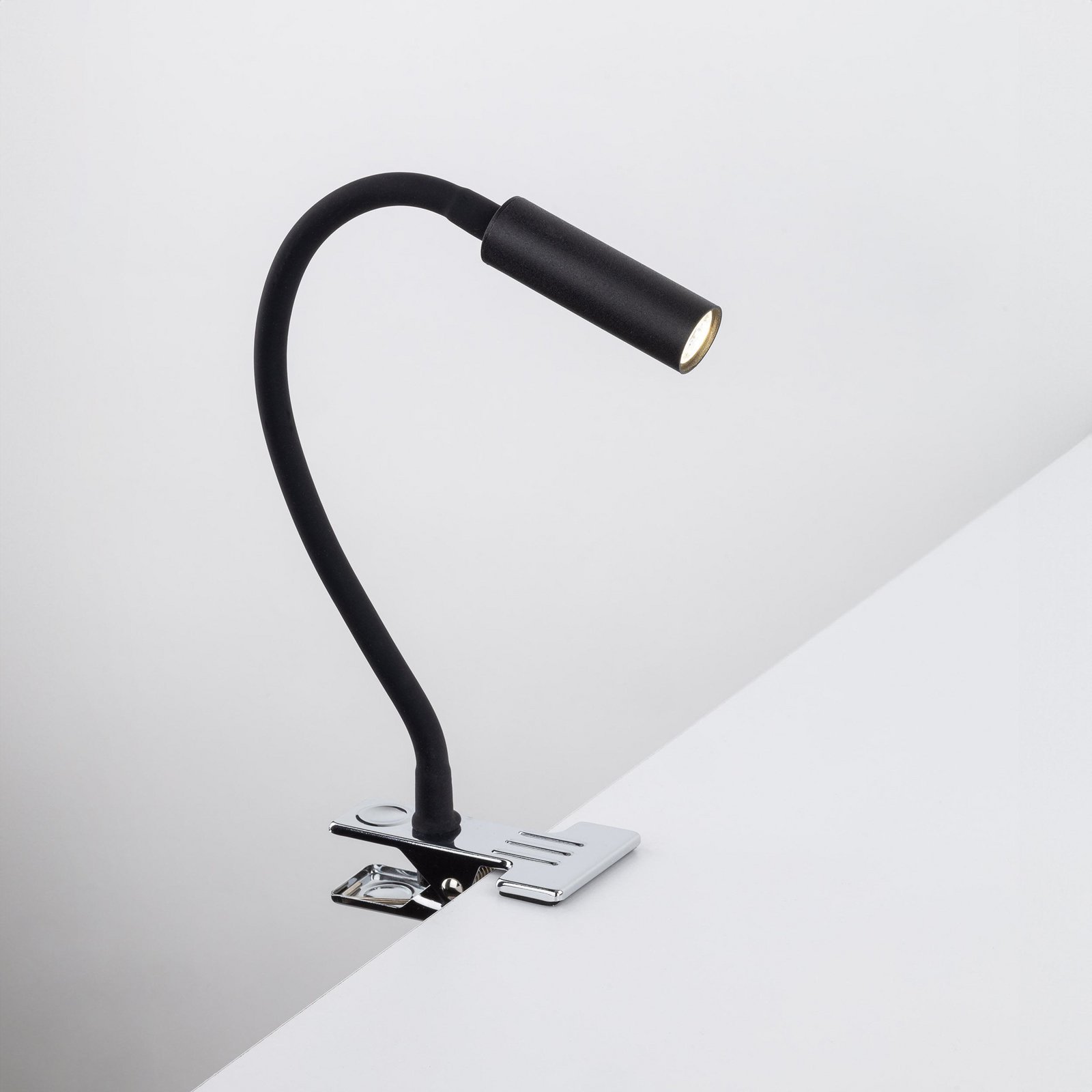 Lagos clip-on light, black, metal, 30 cm, reading lamp, G9