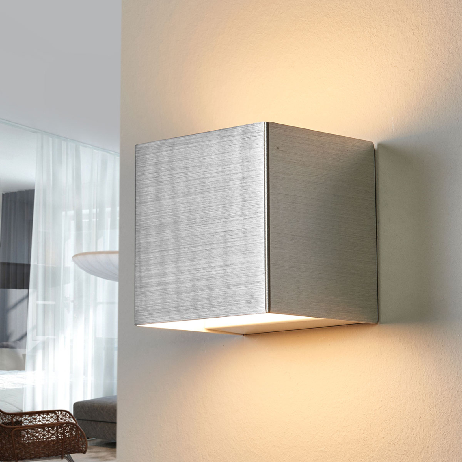 LED wall light Kimberly, 9 x 9 cm, aluminium, Lampenwelt.com, for Living / Dining Room, aluminium, 5 W, energy efficiency: A+, W: 9 cm, H: 9 cm