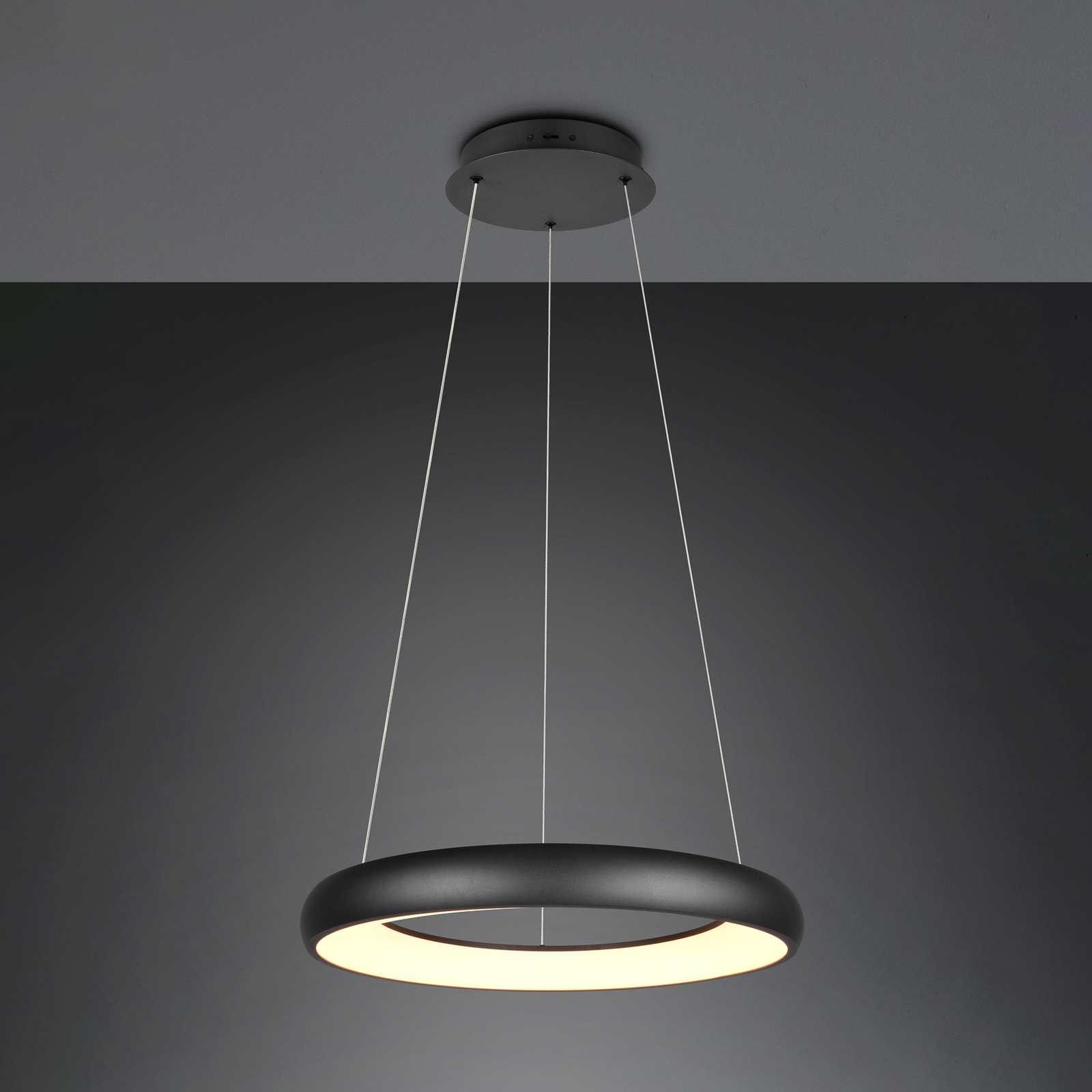 Suspension LED Cardona, Ø 62 cm, noir, CCT, métal