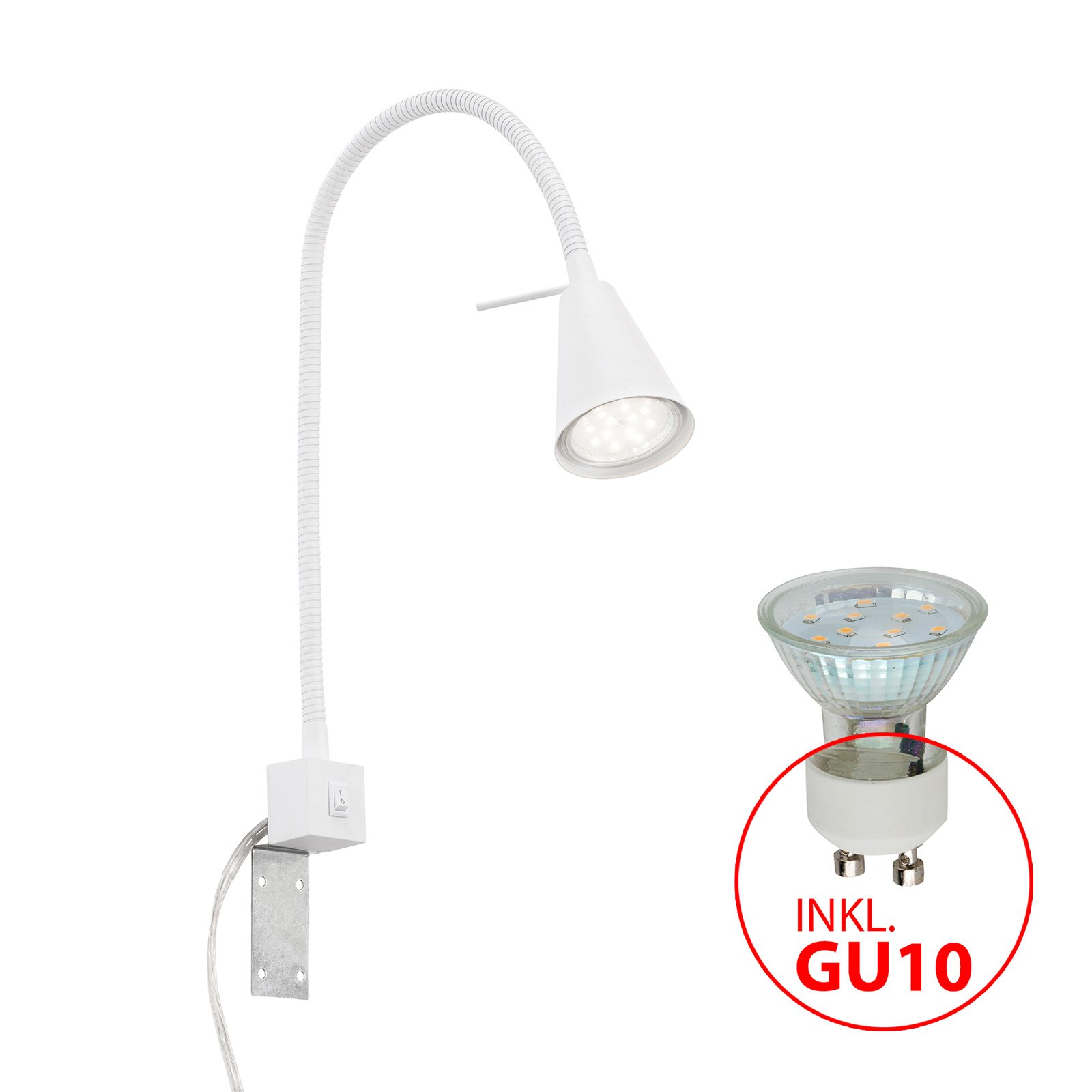 Tuso LED wandlamp, bedbevestiging, wit