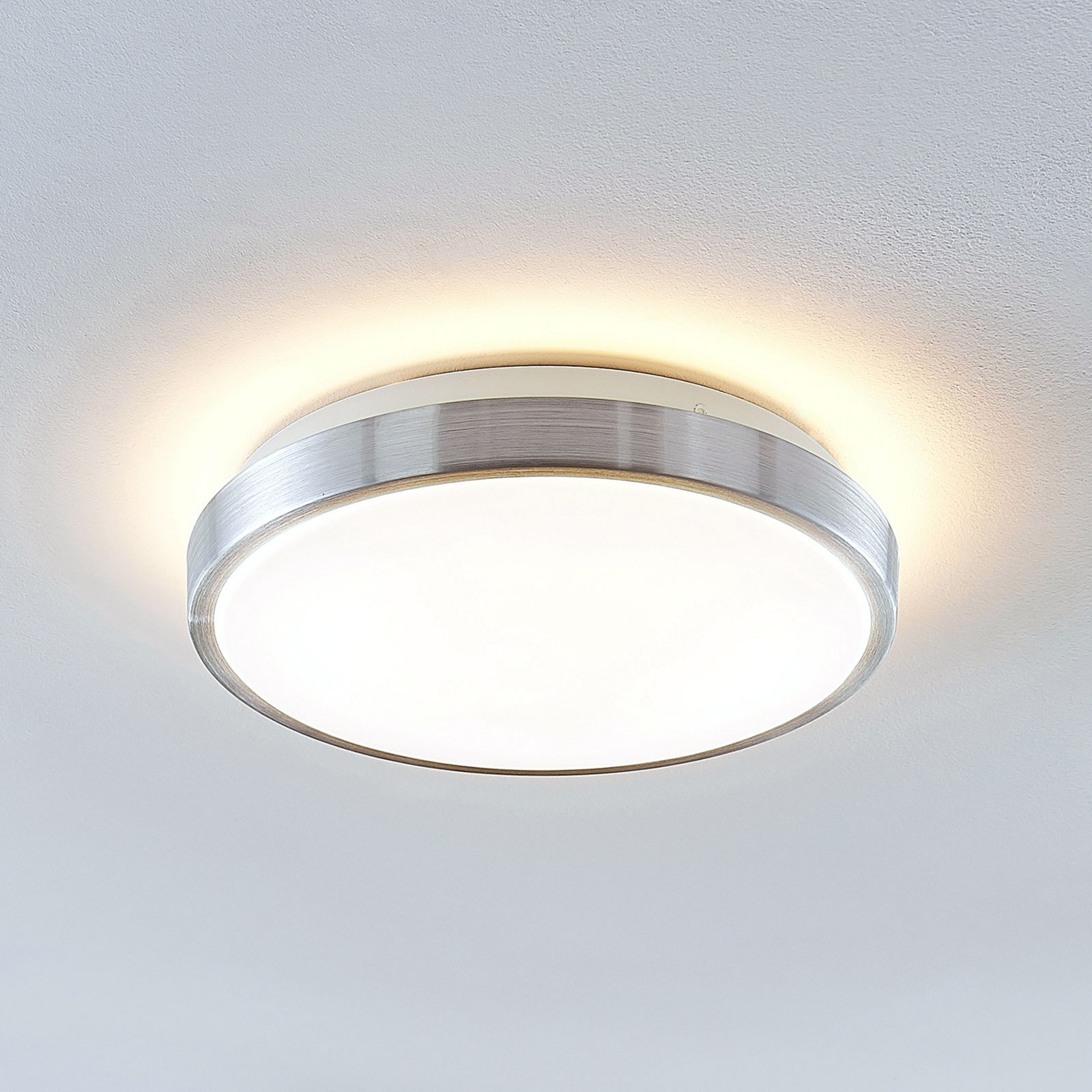 Lindby LED-Deckenlampe Emelie, Ø 27 cm, alufarben, Metall