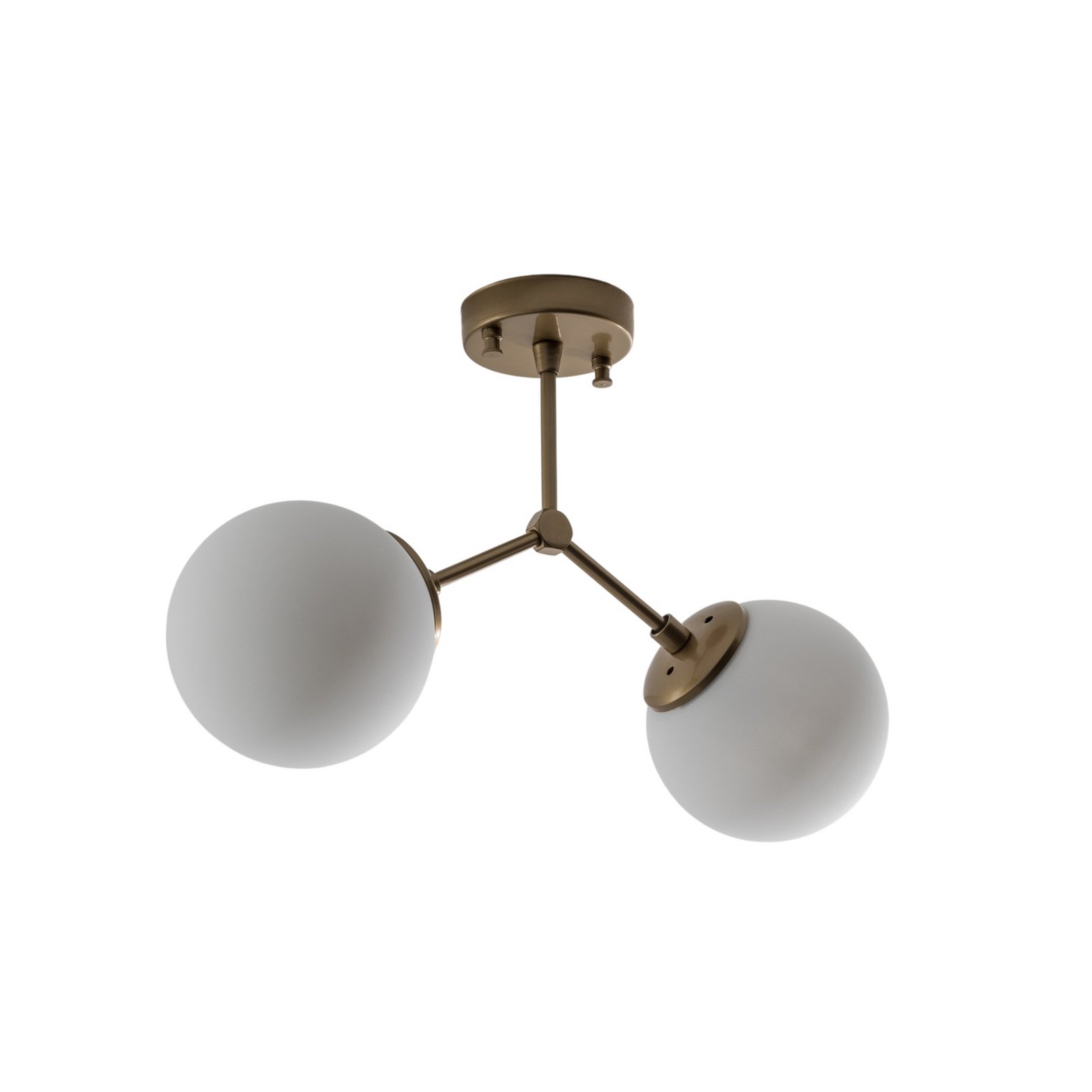 Plafoniera Damar, oro, vetro, a 2 luci, lunghezza 44 cm, E27