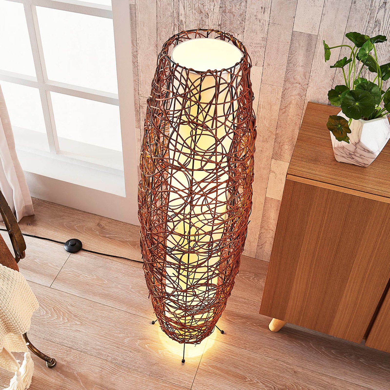 Nias Floor Lamp Brown/White - Lindby