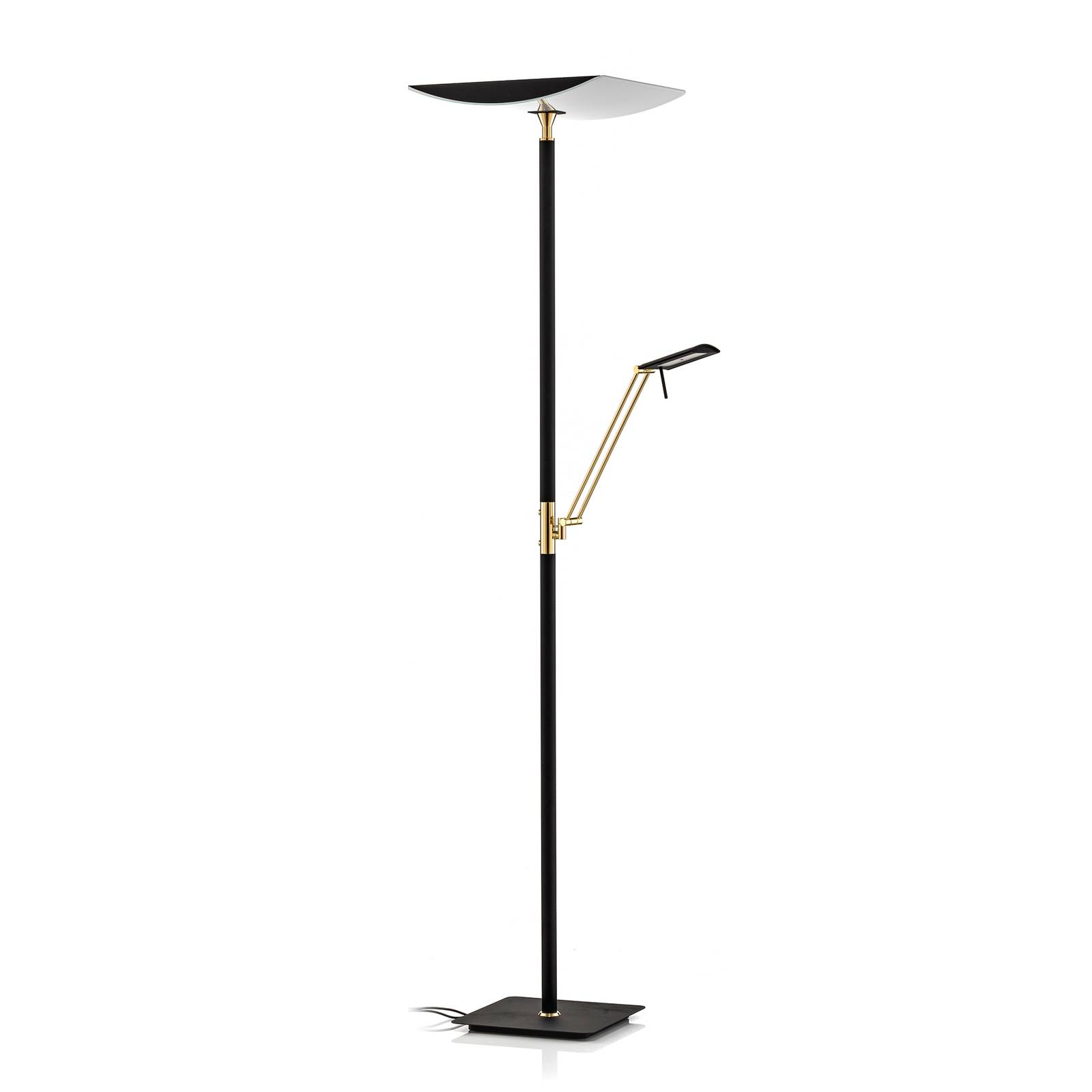 Rothfels Charlin LED uplighter black brass, for Living / Dining Room, brass, stainless steel, aluminium, 38 W, L: 42 cm, W: 42 cm, H: 182 cm