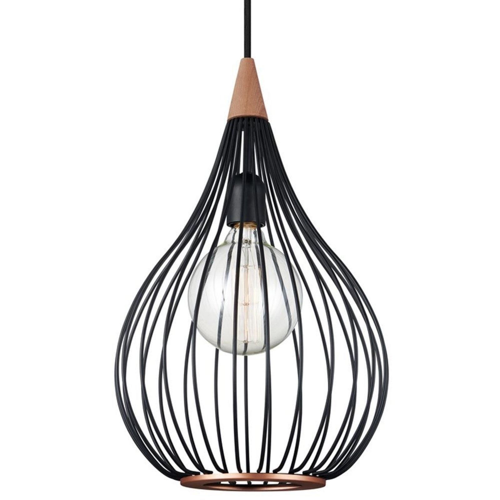 Drops Taklampa Ø30 Black/Dark Wood - Halo Design