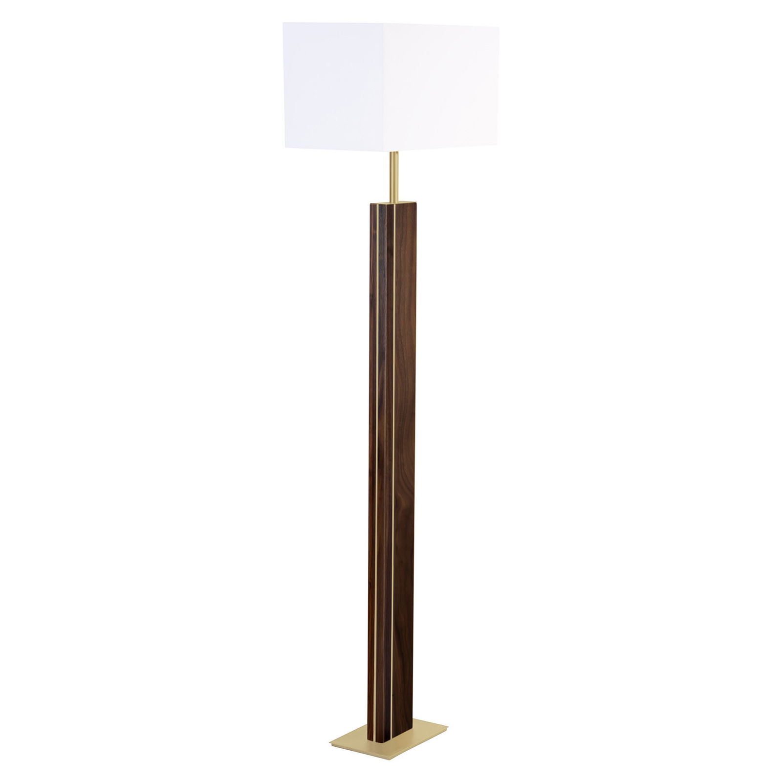 HerzBlut Miss Hilton floor lamp oiled walnut brass, for Living / Dining Room, wood, fabric, metal, E27, 60 W, energy efficiency: A++, L: 45 cm, W: 25 cm, H: 160 cm