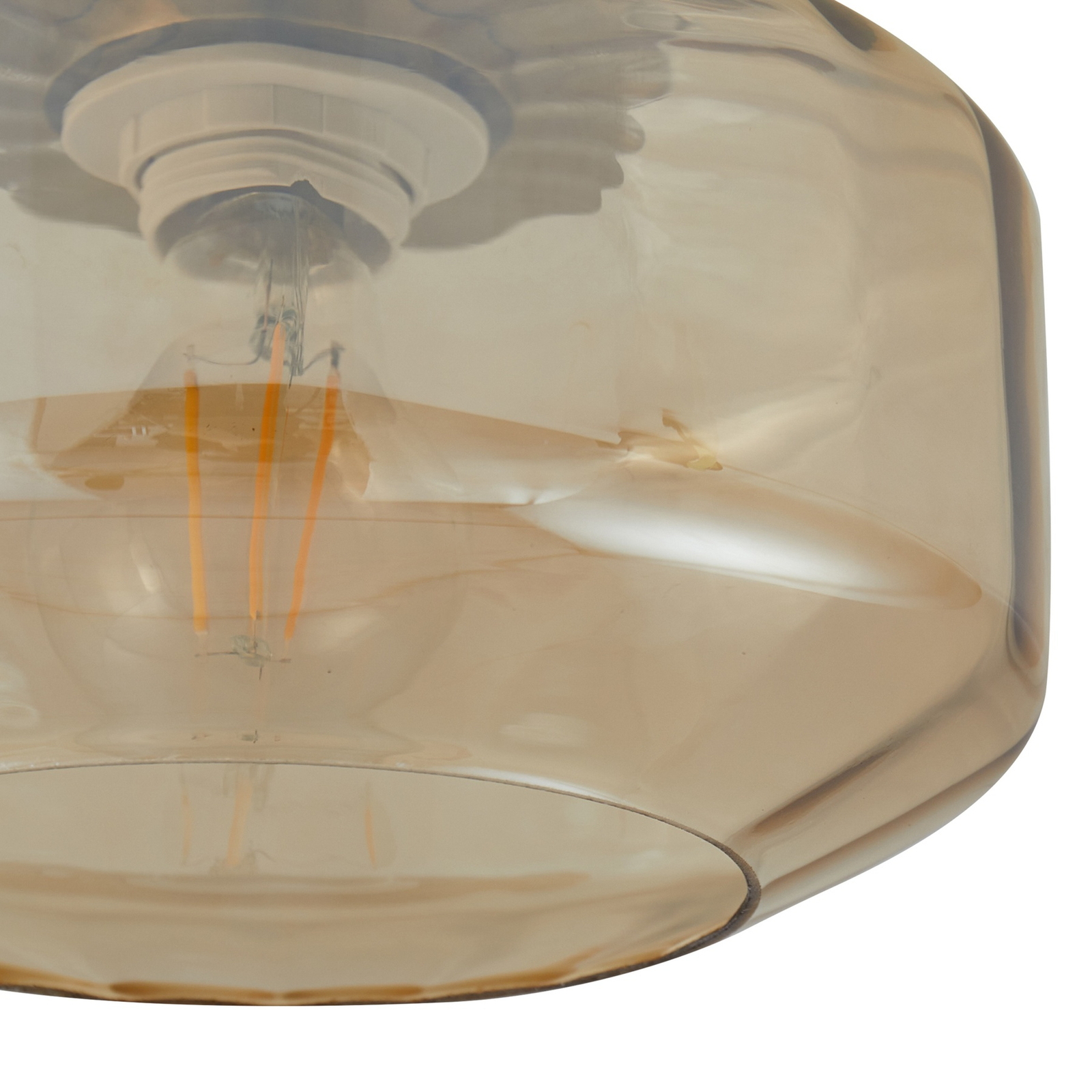 Lindby loftlampe Hildur, ravfarvet, glas, Ø 22 cm