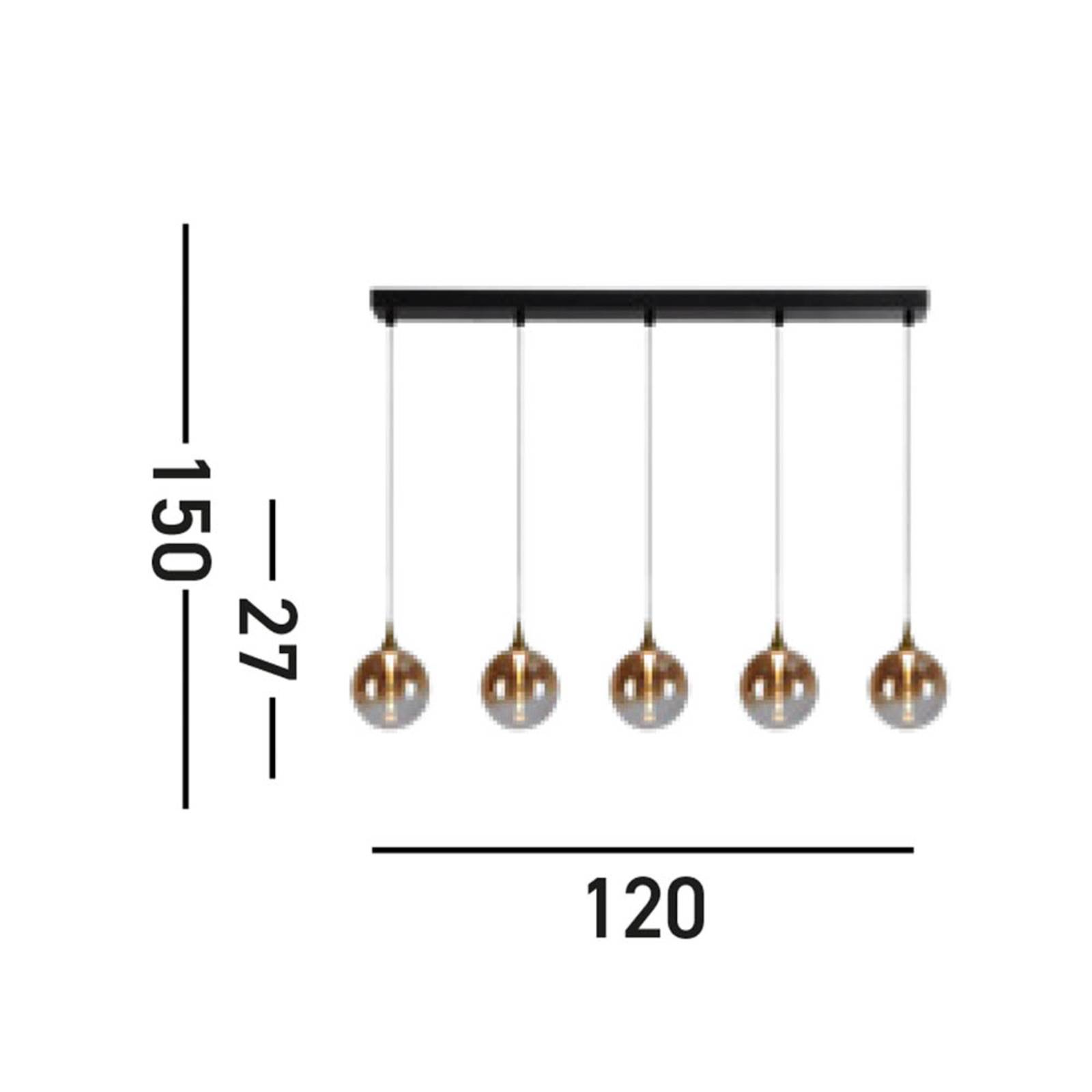 LED-Hängeleuchte Alchemy, 5-fl., schwarz, bernstein, Glas günstig online kaufen