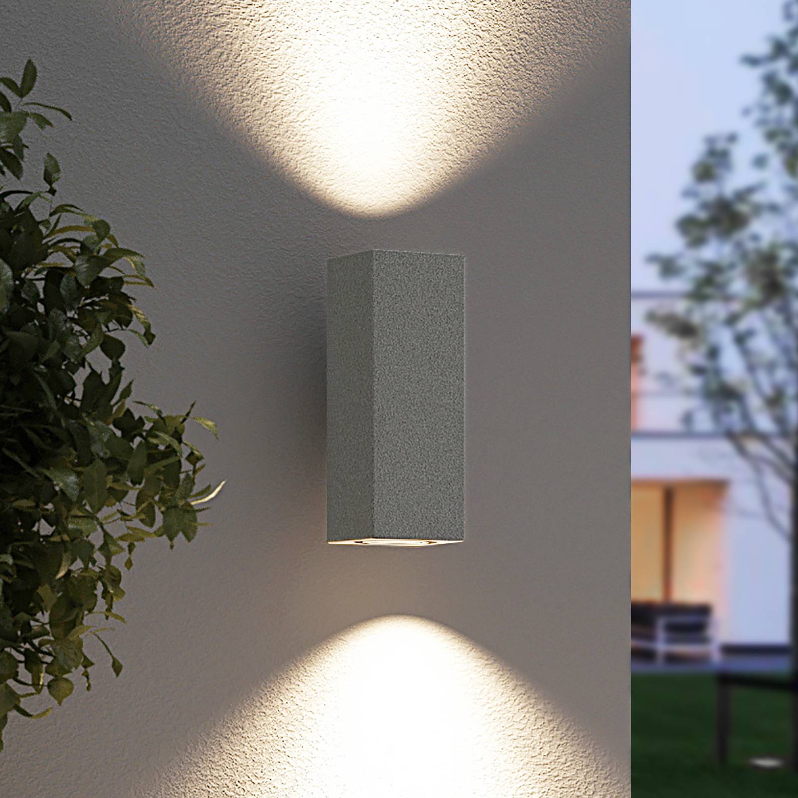 Arcchio Leiylen LED outdoor wall light, angular, concrete, aluminium, glass, 10.8 W, energy efficiency: A+, W: 9 cm, H: 26 cm
