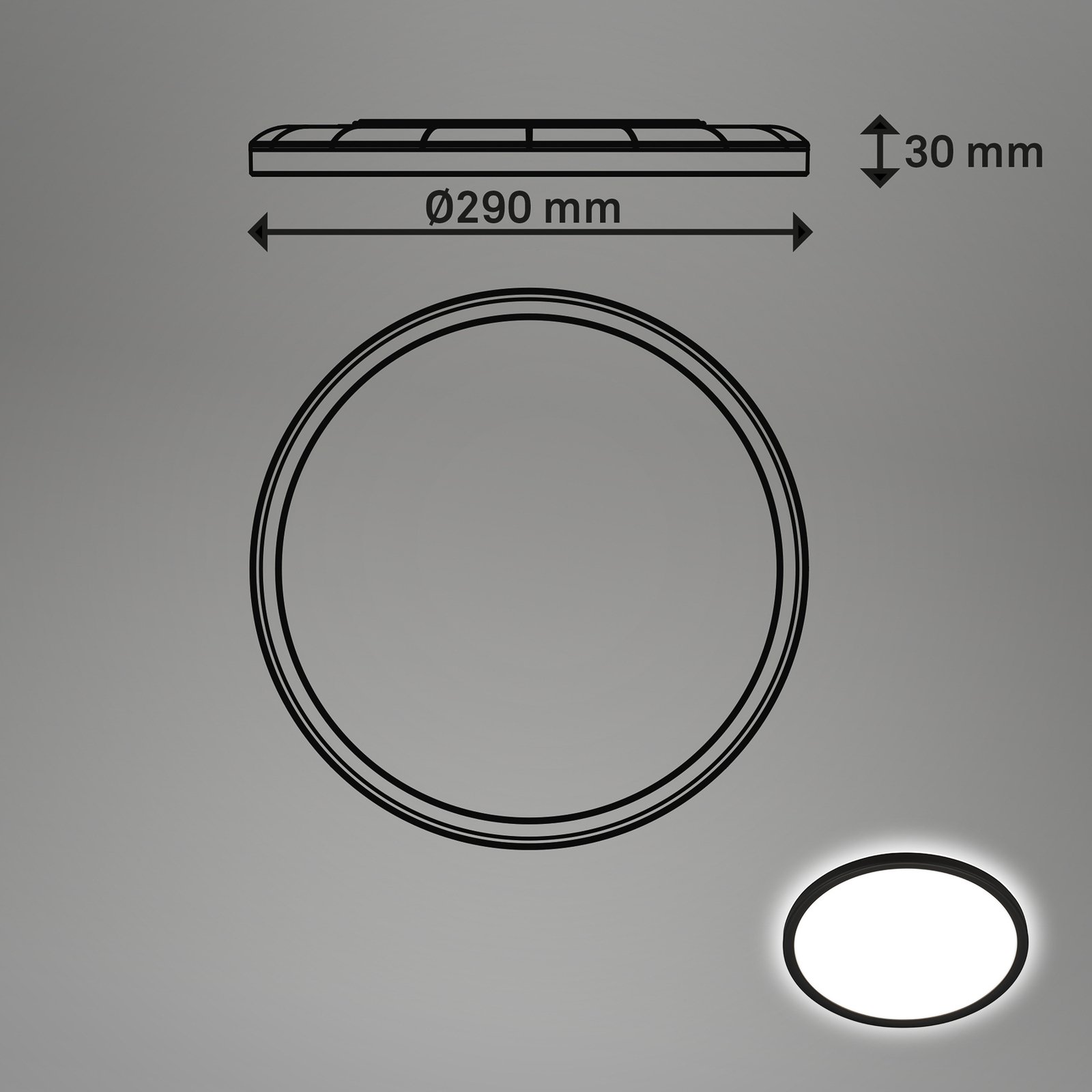 LED-Deckenleuchte Pulap, schwarz, Ø 29 cm, Kunststoff, IP44