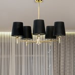 Euluna kroonluchter Nita, zwart/goud, 5-lamps