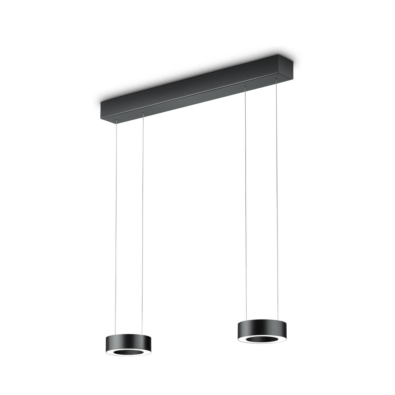 Żyrandol LED Zera-2, długość 70 cm, czarna, osłona pryzmatyczna