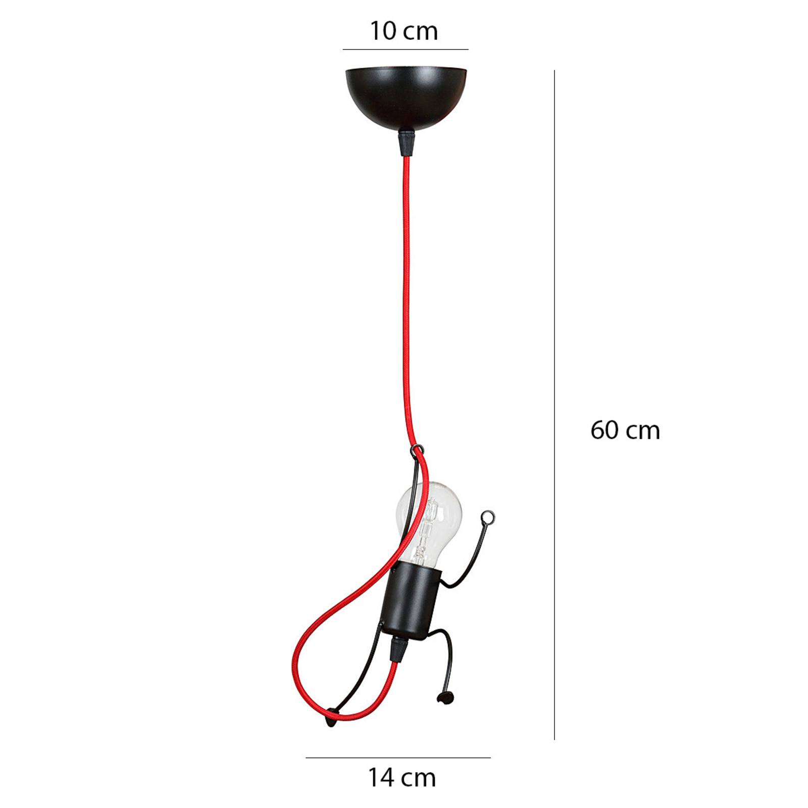 Lampa wisząca Bobi 1 czarna, kabel czerwony 1-pkt.