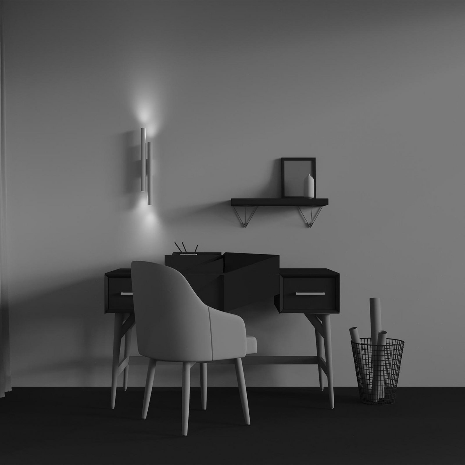 Calipso LED wall light, white, height 49 cm, metal, 4-bulb