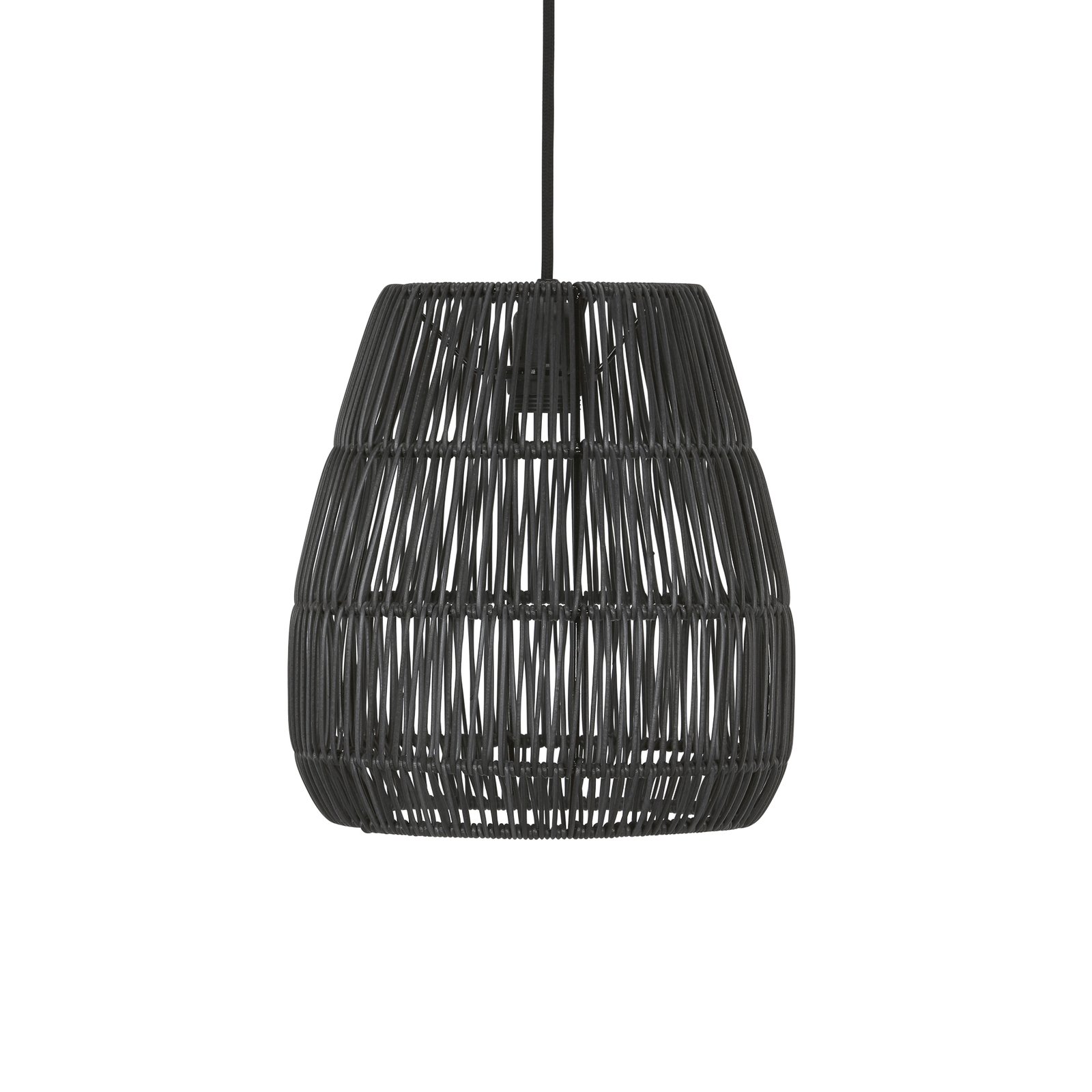 PR Home Saigon hanglamp, rotanlook, zwart, Ø 28 cm