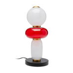 Kare galda lampa Sugar, balta/sarkana, stikls, 43 cm augsta, G9