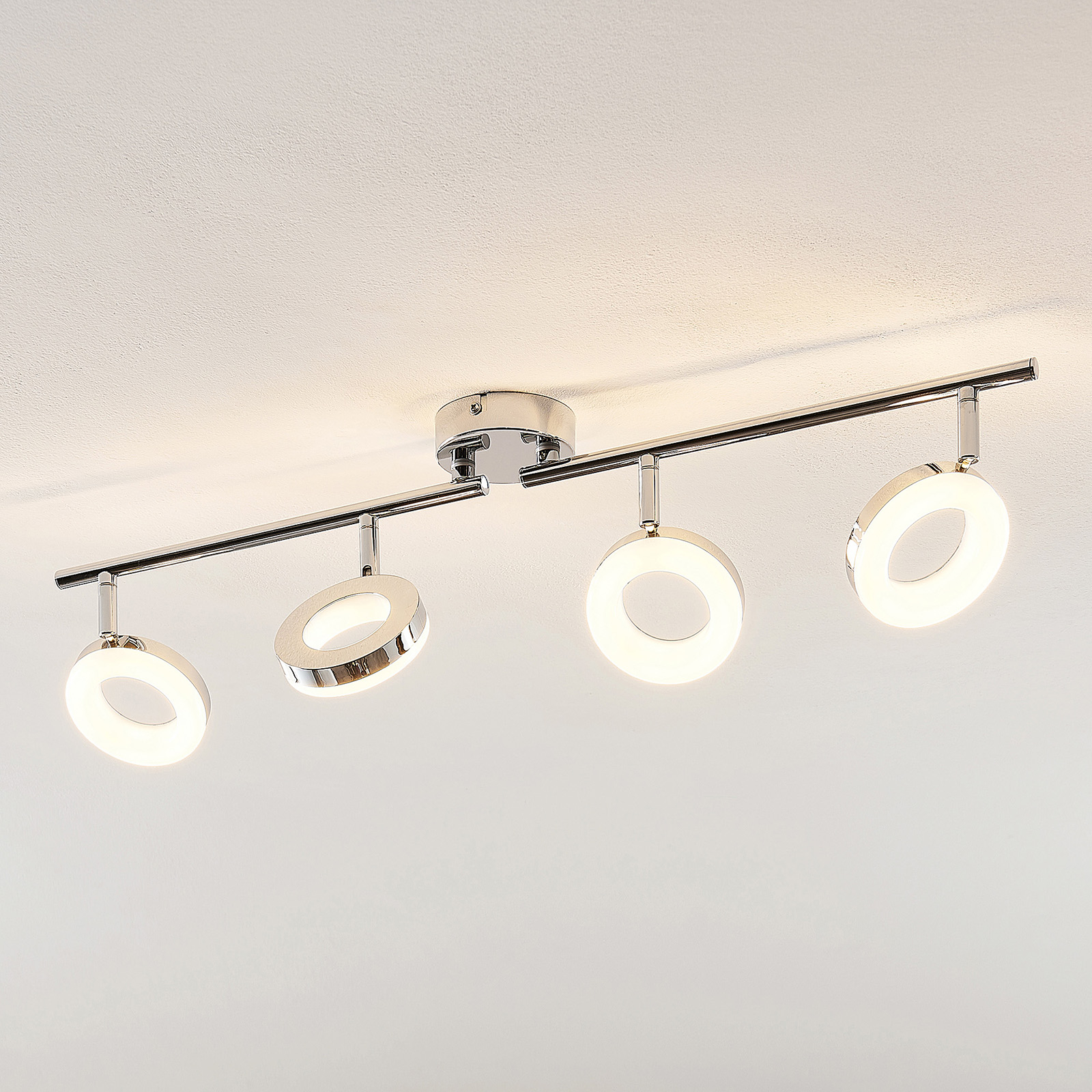 ELC Tioklia LED ceiling light, chrome, four-bulb