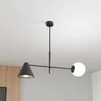 Hermes taklampe, 2 lyskilder, svart, glass, 70 cm, E14