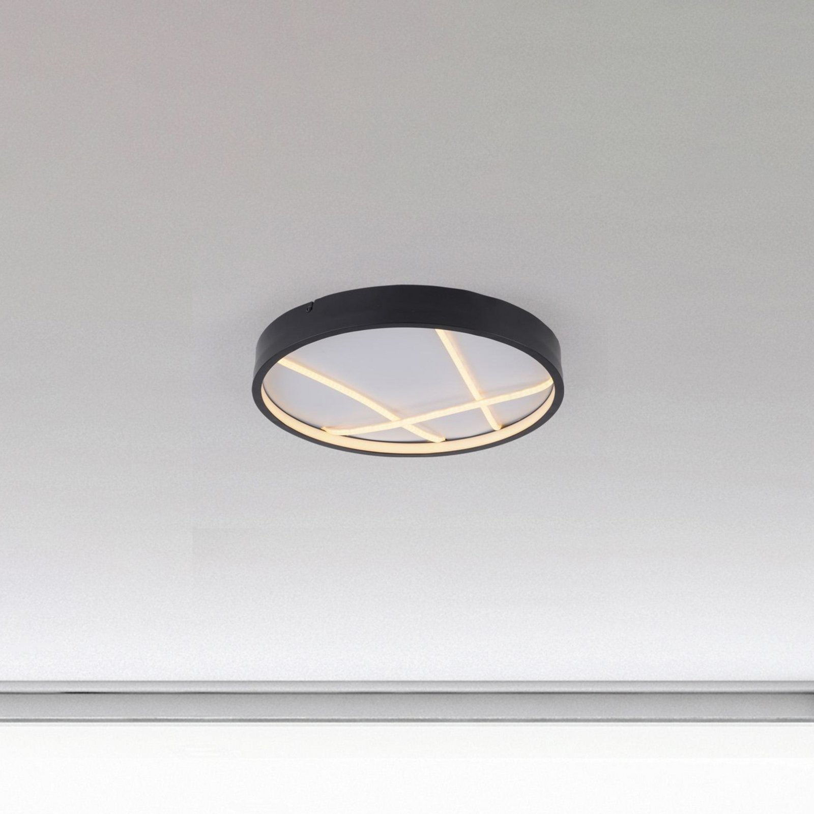 JUST LIGHT. LED plafondlamp Mikado, Ø 40 cm, zwart 