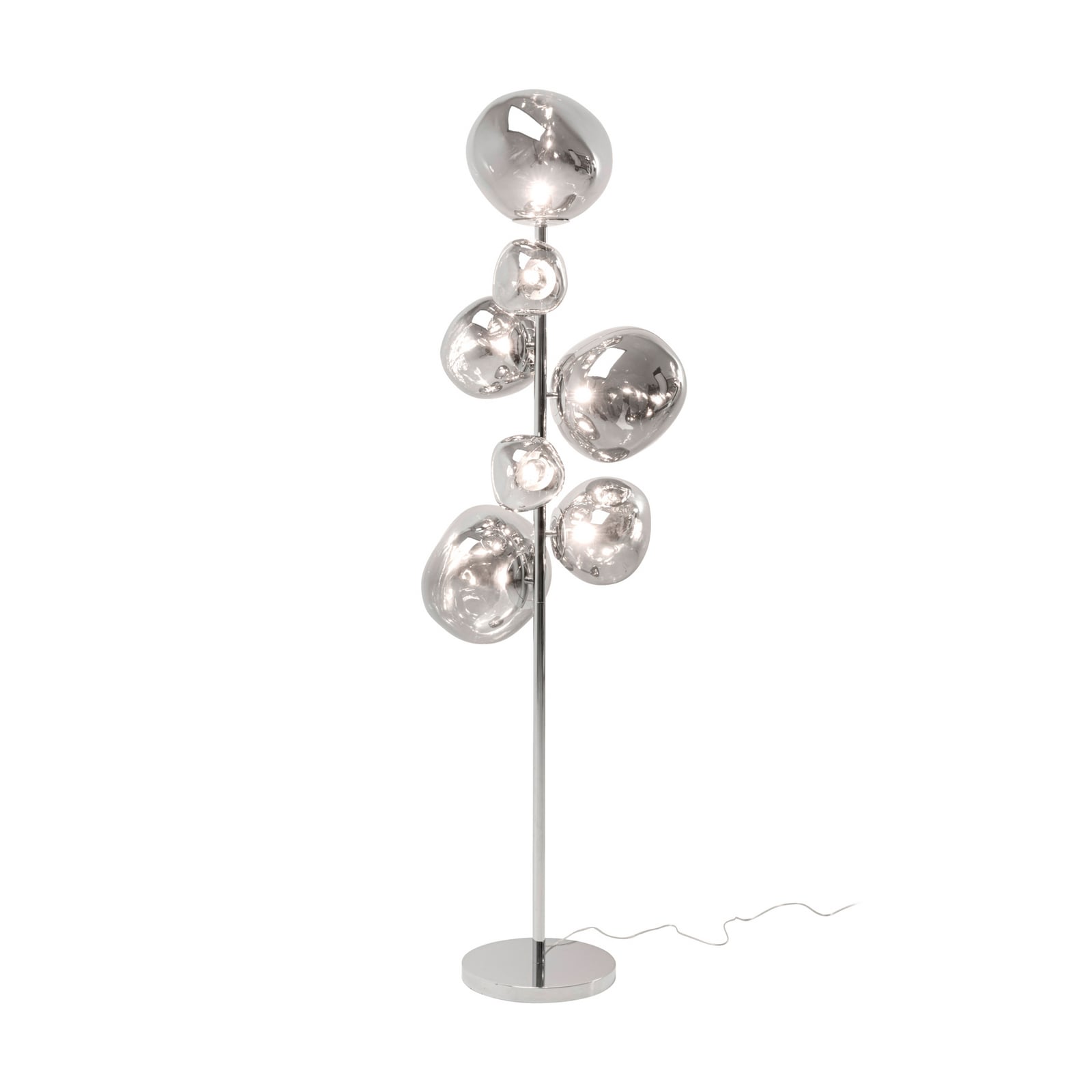 KARE gulvlampe Burbuja. Sølv, glas, 168 cm, 7 lyskilder.
