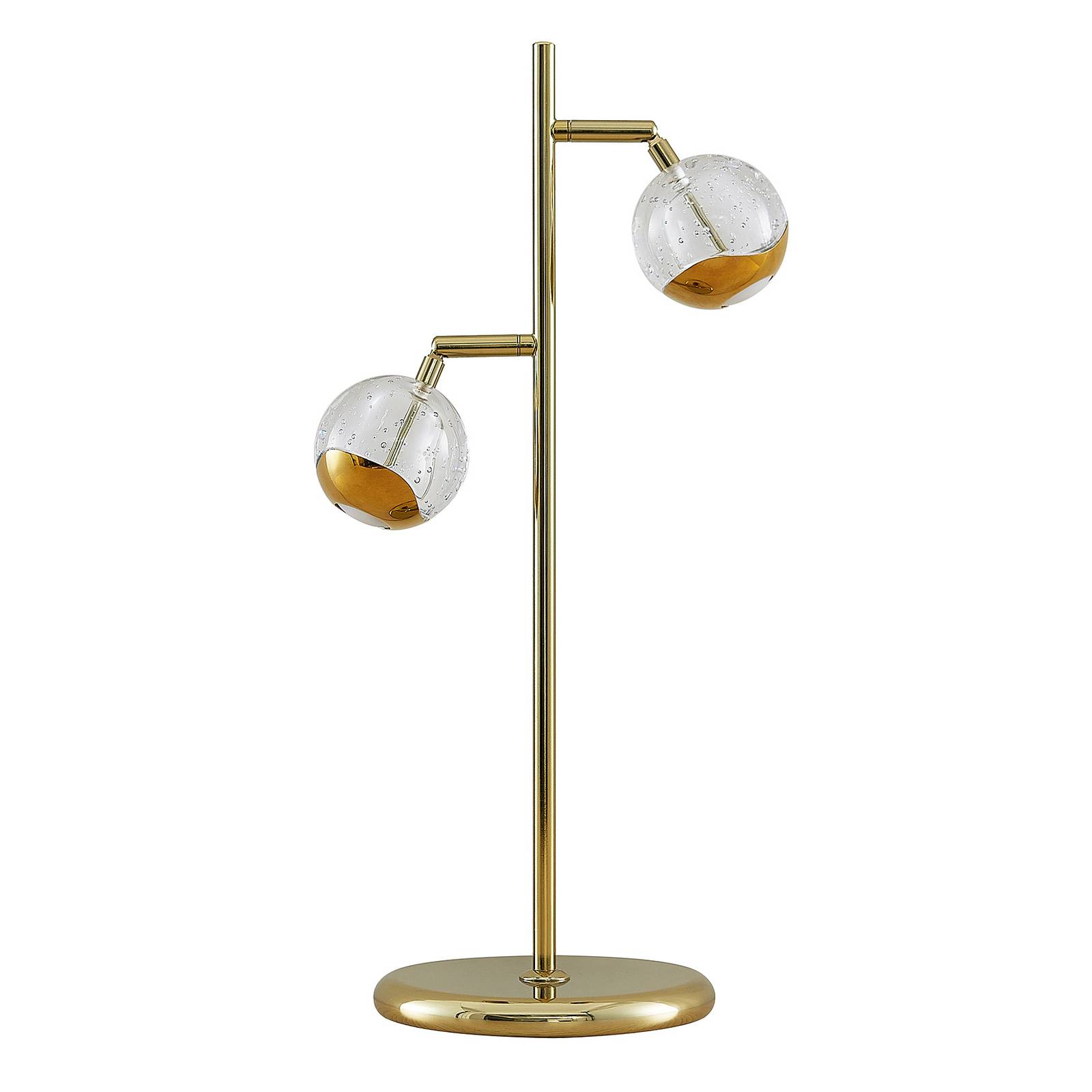 Lucande Kilio LED table lamp, dimmable, in gold, for Living / Dining Room, steel, glass, 5 W, W: 34 cm, H: 57 cm