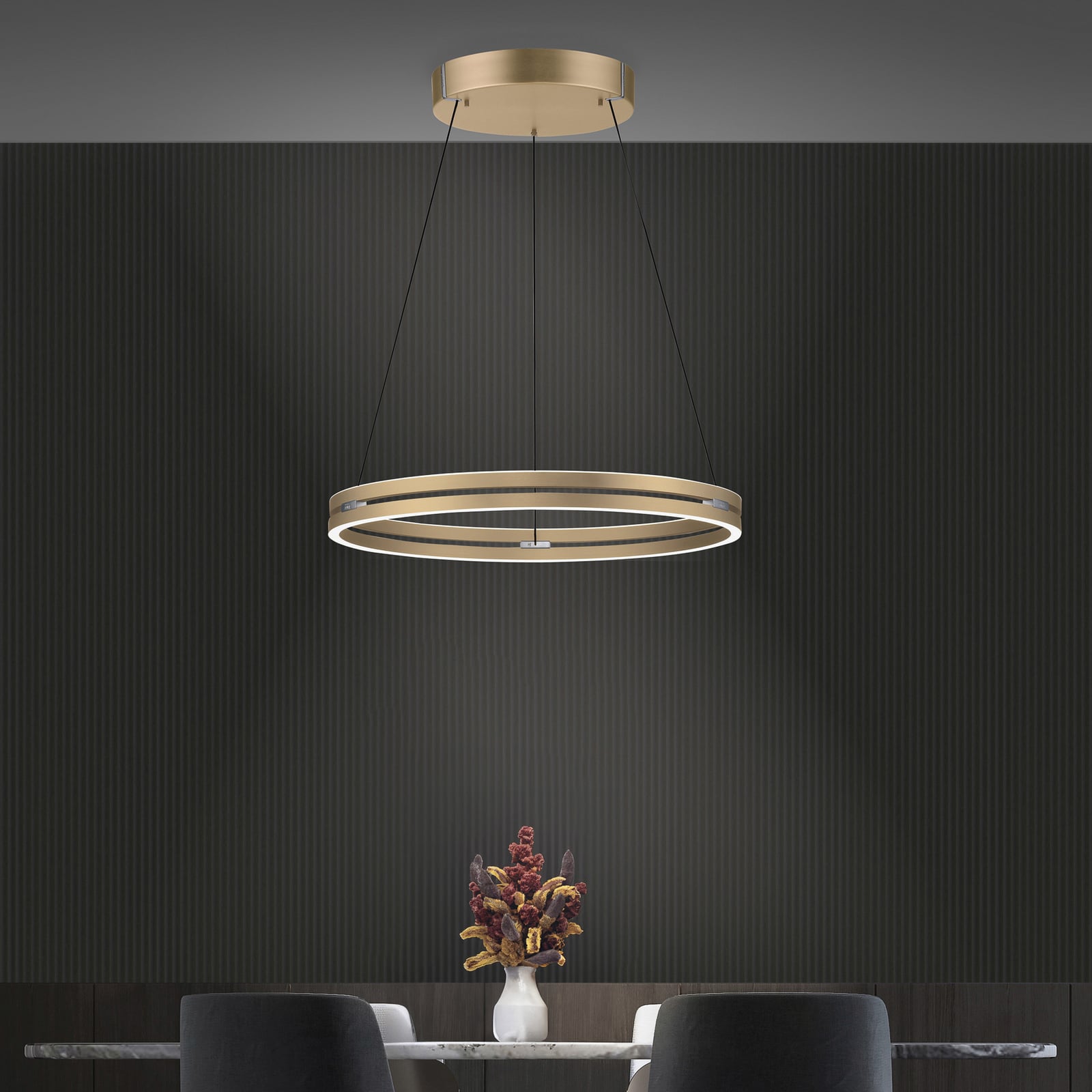 Suspension LED E-Loop, ivoire doré, Ø 70 cm, aluminium, CCT - PURE Suspension LED E-Loop, ivoire doré, Ø 70 cm, aluminium, CCT - PURE