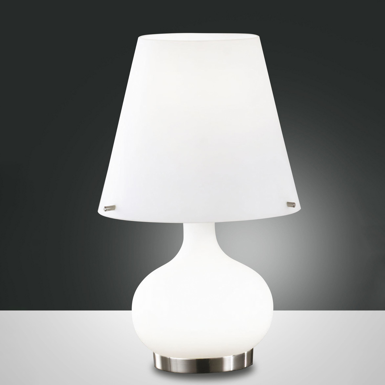Stolna lampa Ade, visina 33 cm, bijela, staklo