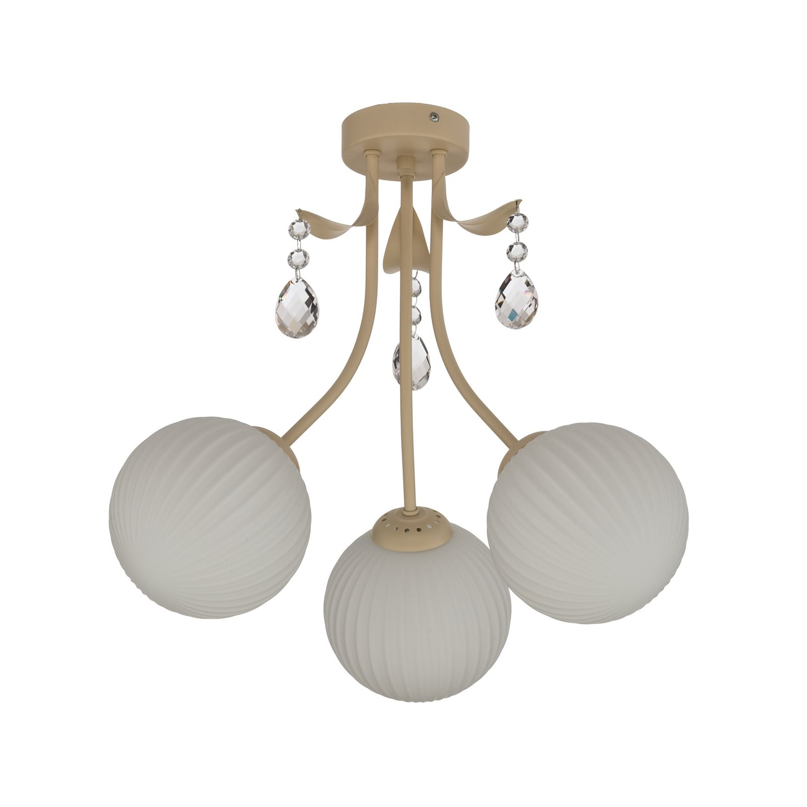 Plafonnier Celeste, taupe, Ø 40 cm, métal, à 3 lampes
