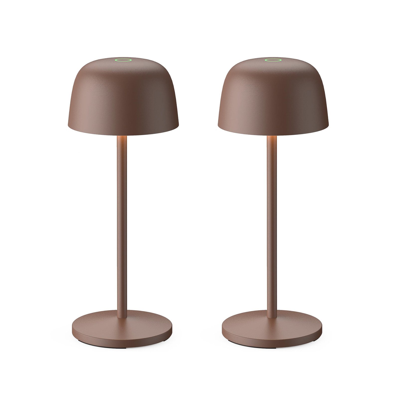 Lindby Lampe de table LED rechargeable Arietty, marron, lot de 2, alu