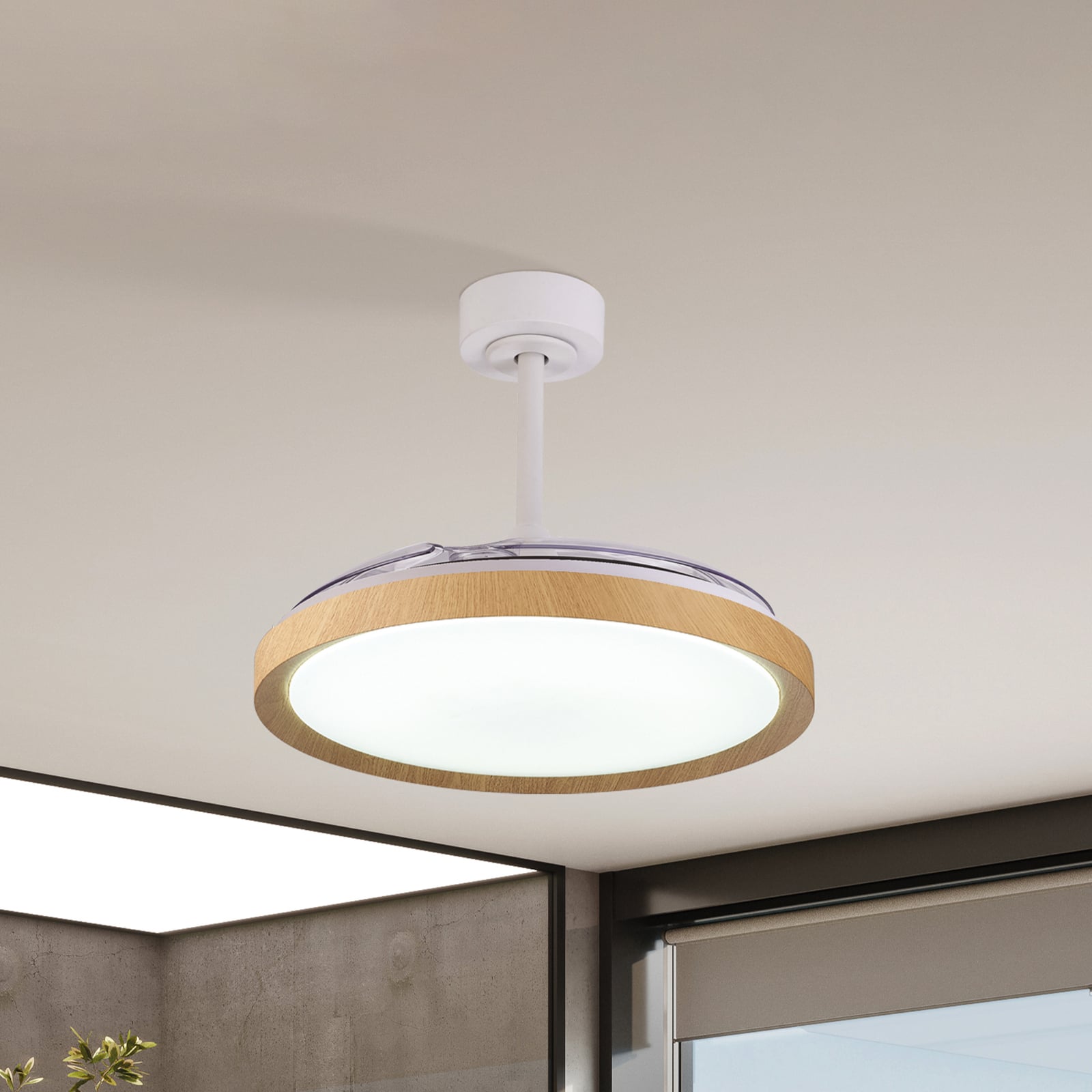 Mistral LED-Deckenventilator Holzdekor DC leise CCT - Mantra