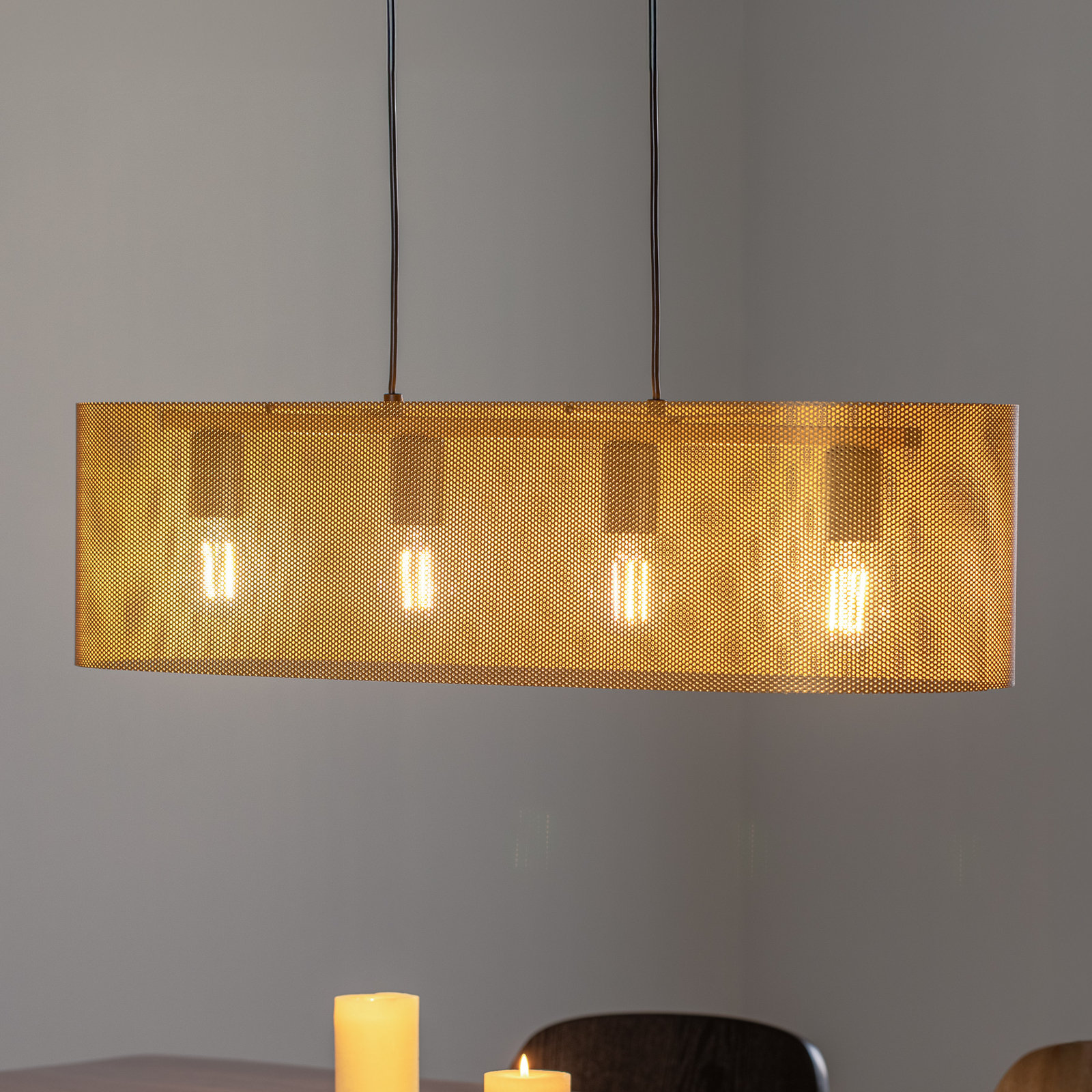 Euluna pendant light Zofia, gold-coloured, length 82 cm