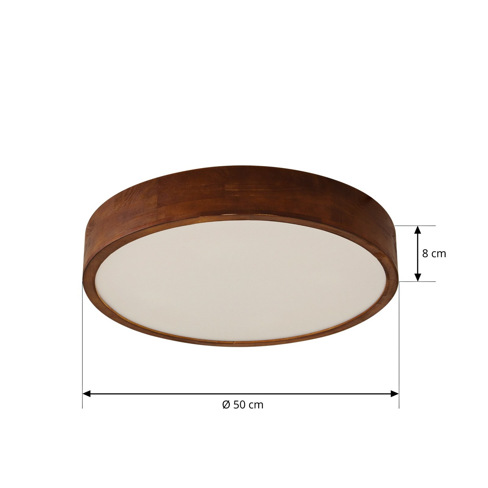 Lindby Tanju ceiling light, Ø 50 cm, walnut wood, 4-bulb, E27