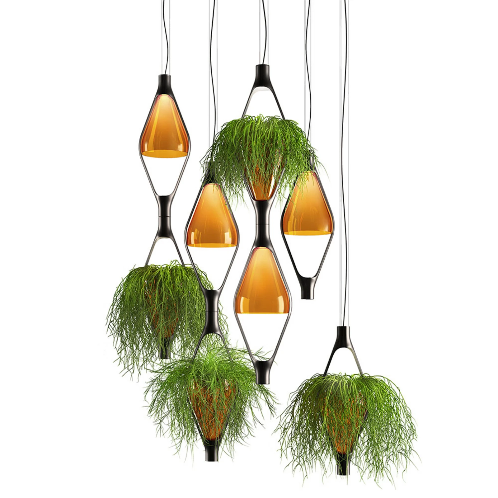 kdln LED piekaramā lampa Viceversa, stikls dzintara krāsā, 2 gaismas avoti