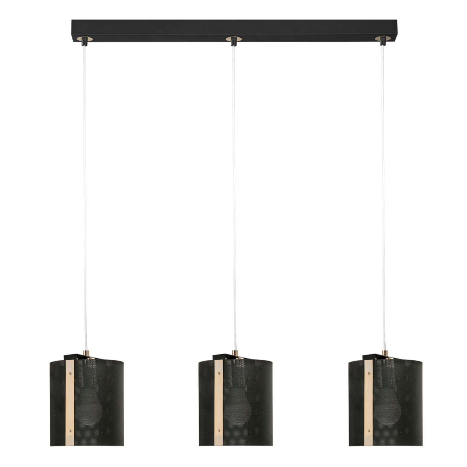 Suspension Etro, à trois lampes, noire/dorée